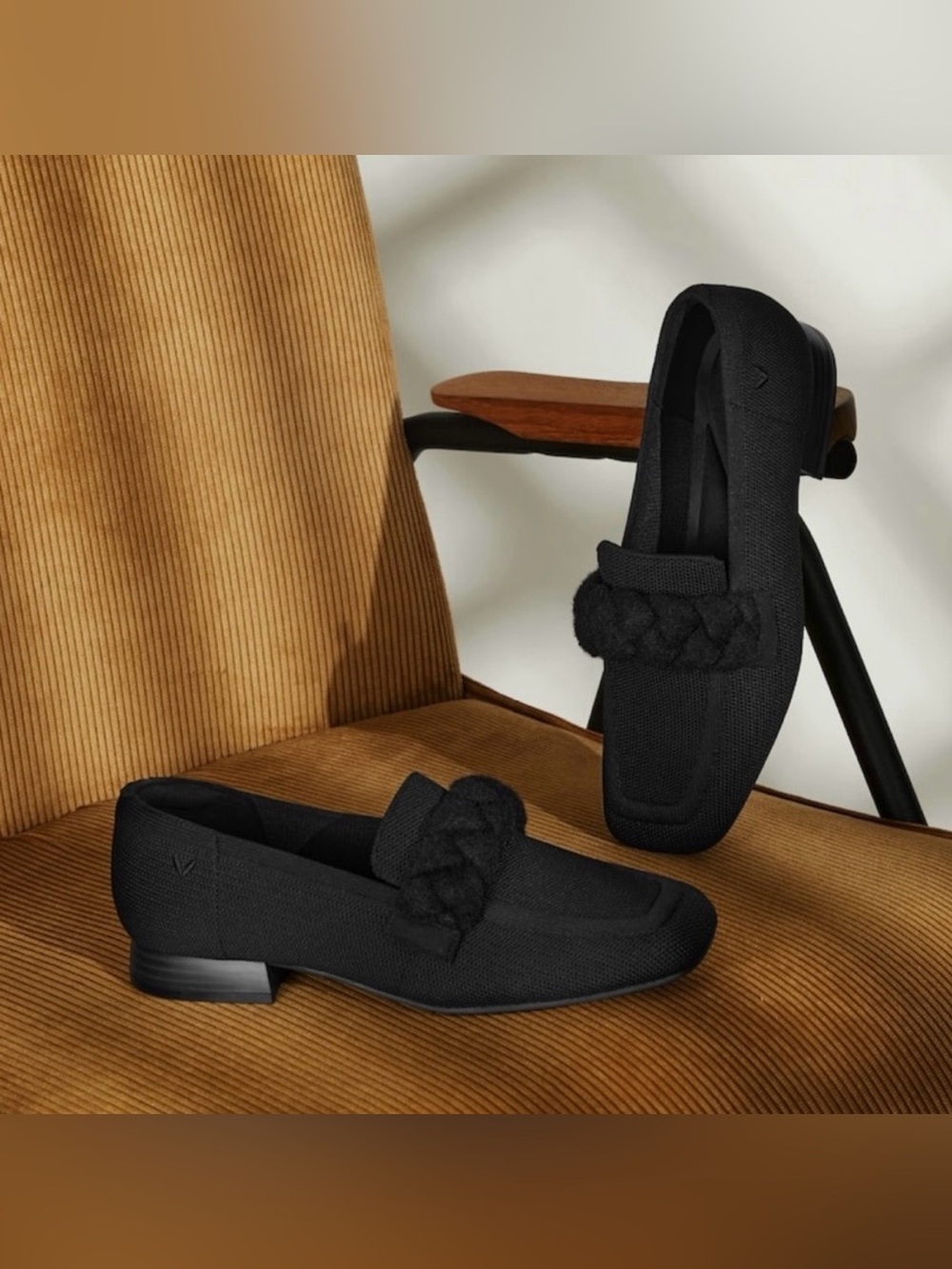 VIVAIA Square-toe Knot Loafers - Size 41 US 10.5 - black